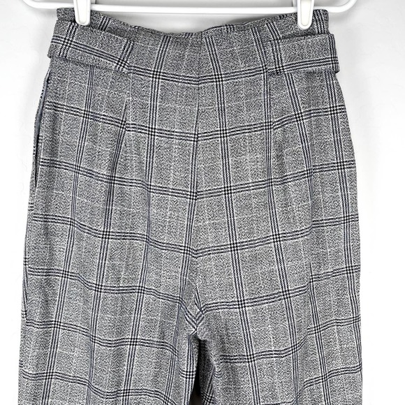 Topshop Window Pane Plaid Belted Cropped Straight Leg Trouser Pants Size 6 - Picture 7 of 13